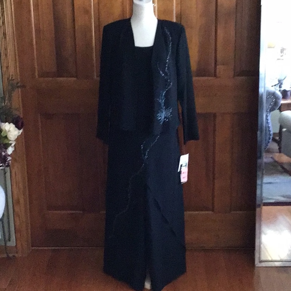 3 piece black pant suit